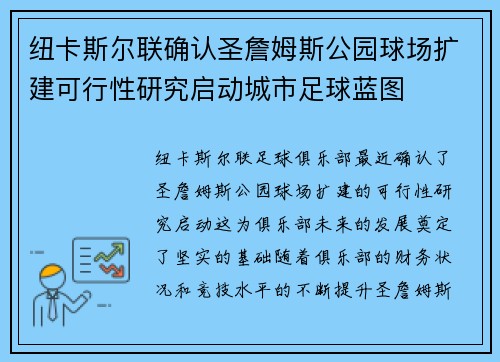 纽卡斯尔联确认圣詹姆斯公园球场扩建可行性研究启动城市足球蓝图